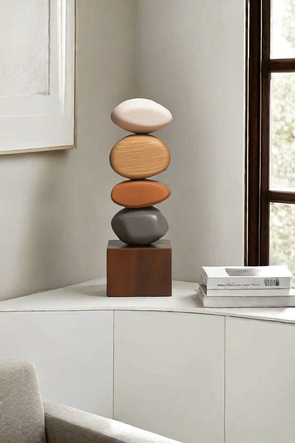 Handcrafted Wood Sculpture Modern Abstract Art Minimalist Home Decor