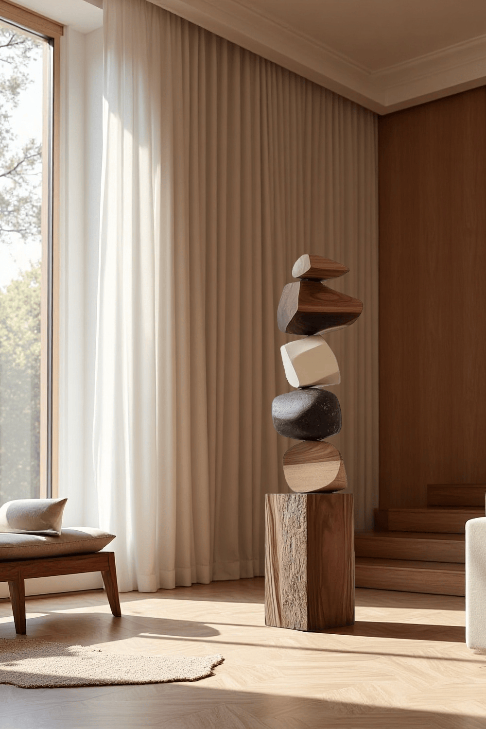 Tall Abstract Wood Sculpture Art Large Wooden Sculptures For The Home 