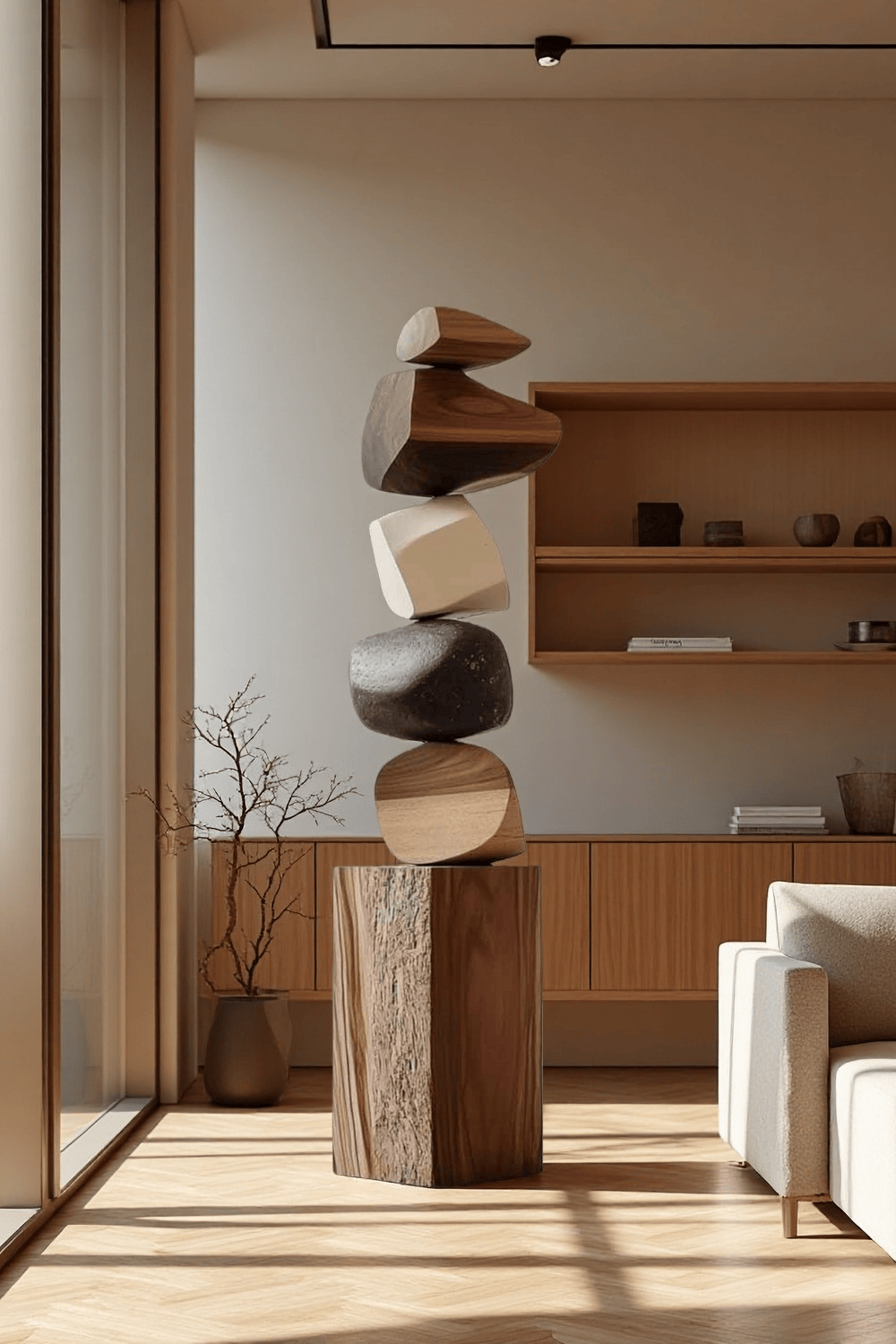 Tall Abstract Wood Sculpture Art Large Wooden Sculptures For The Home 