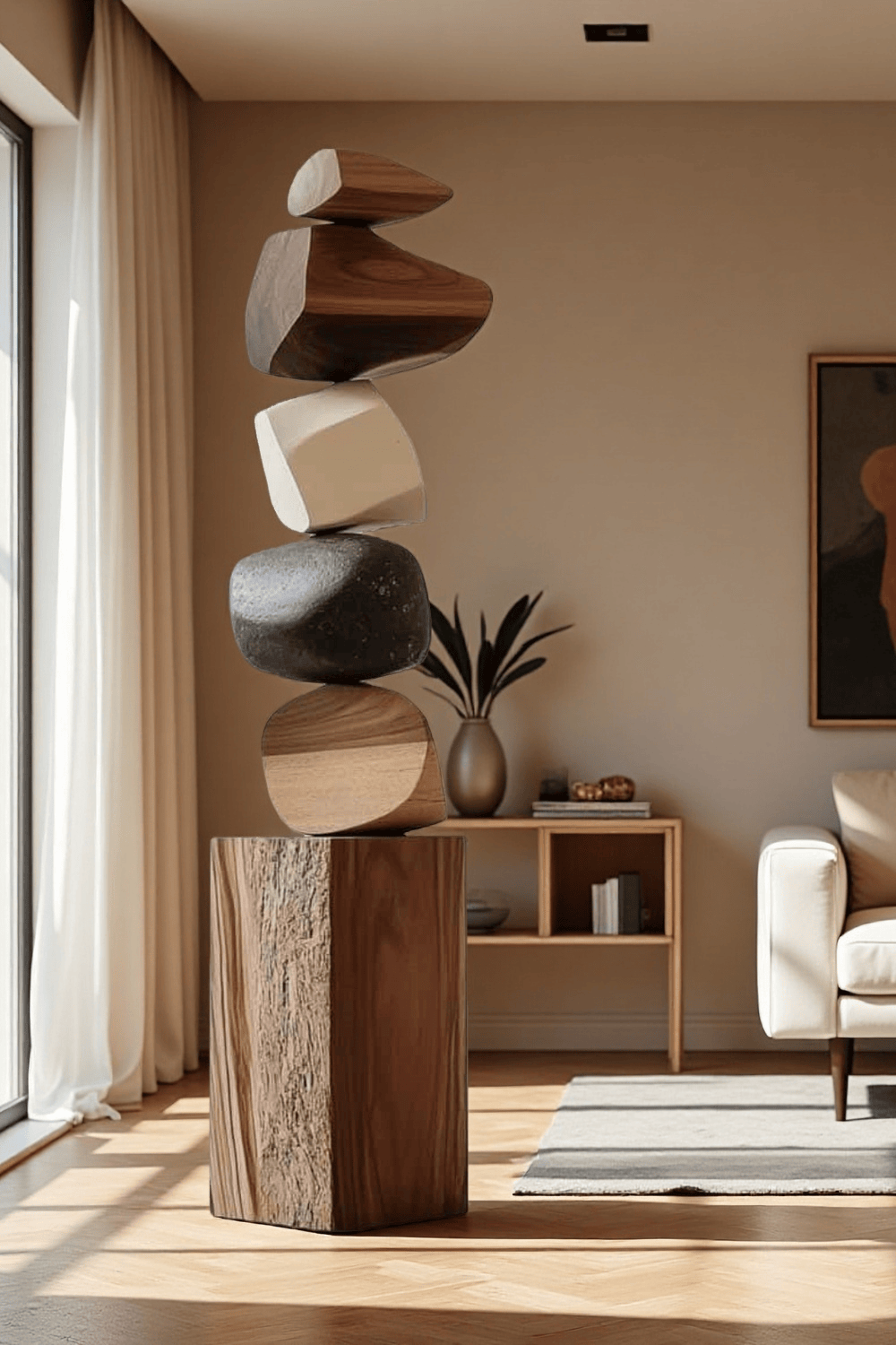 Tall Abstract Wood Sculpture Art Large Wooden Sculptures For The Home 