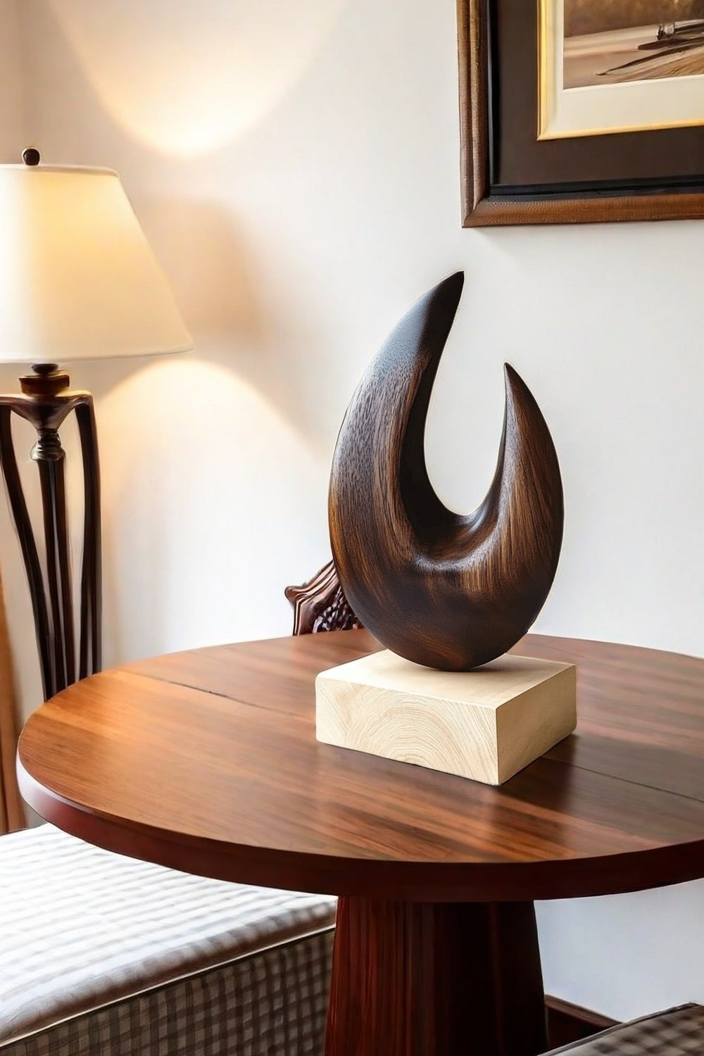 Abstract Wooden Sculpture Minimalist Decor Hand Carved Wood Statue