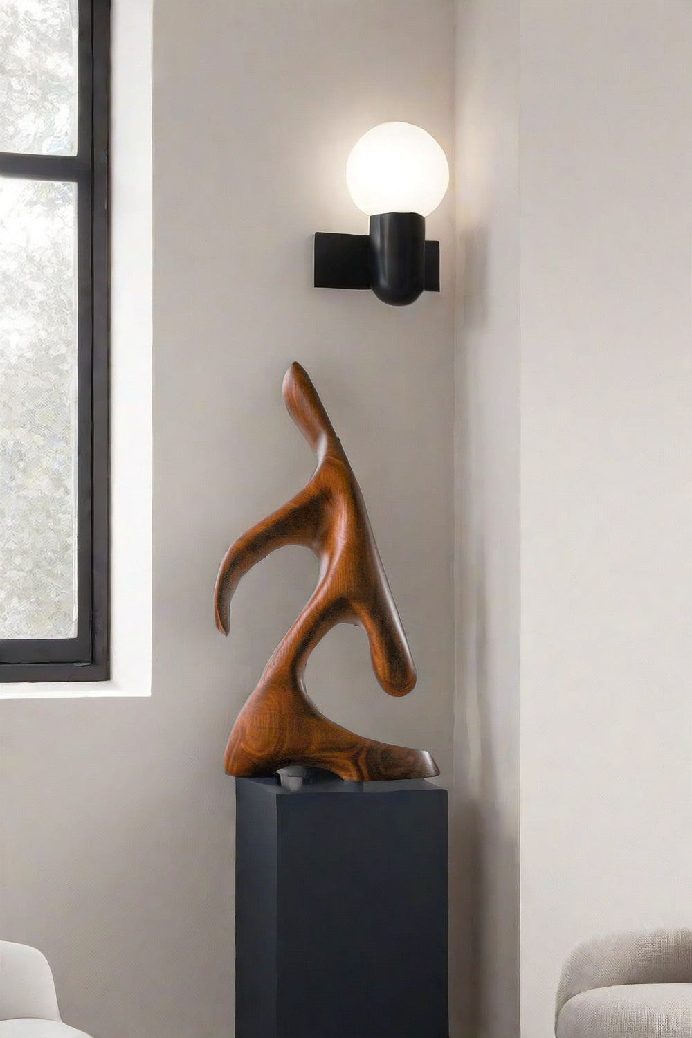 Abstract Wooden Sculpture Minimalist Decor Hand Carved Wood Statue