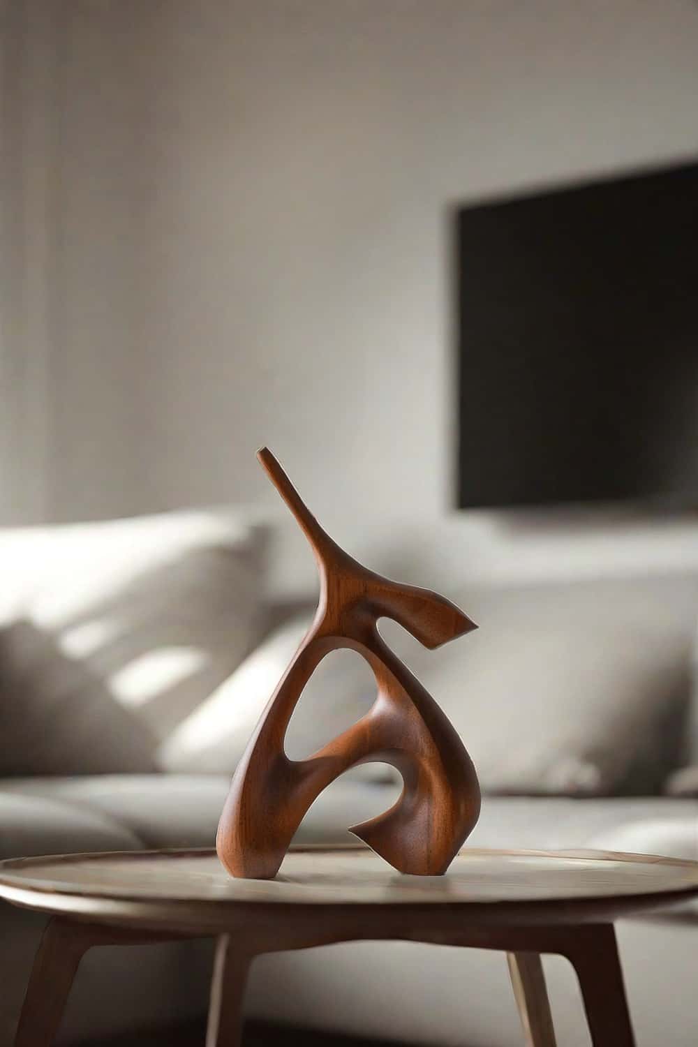 Abstract Wooden Sculpture Minimalist Decor Hand Carved Wood Statue