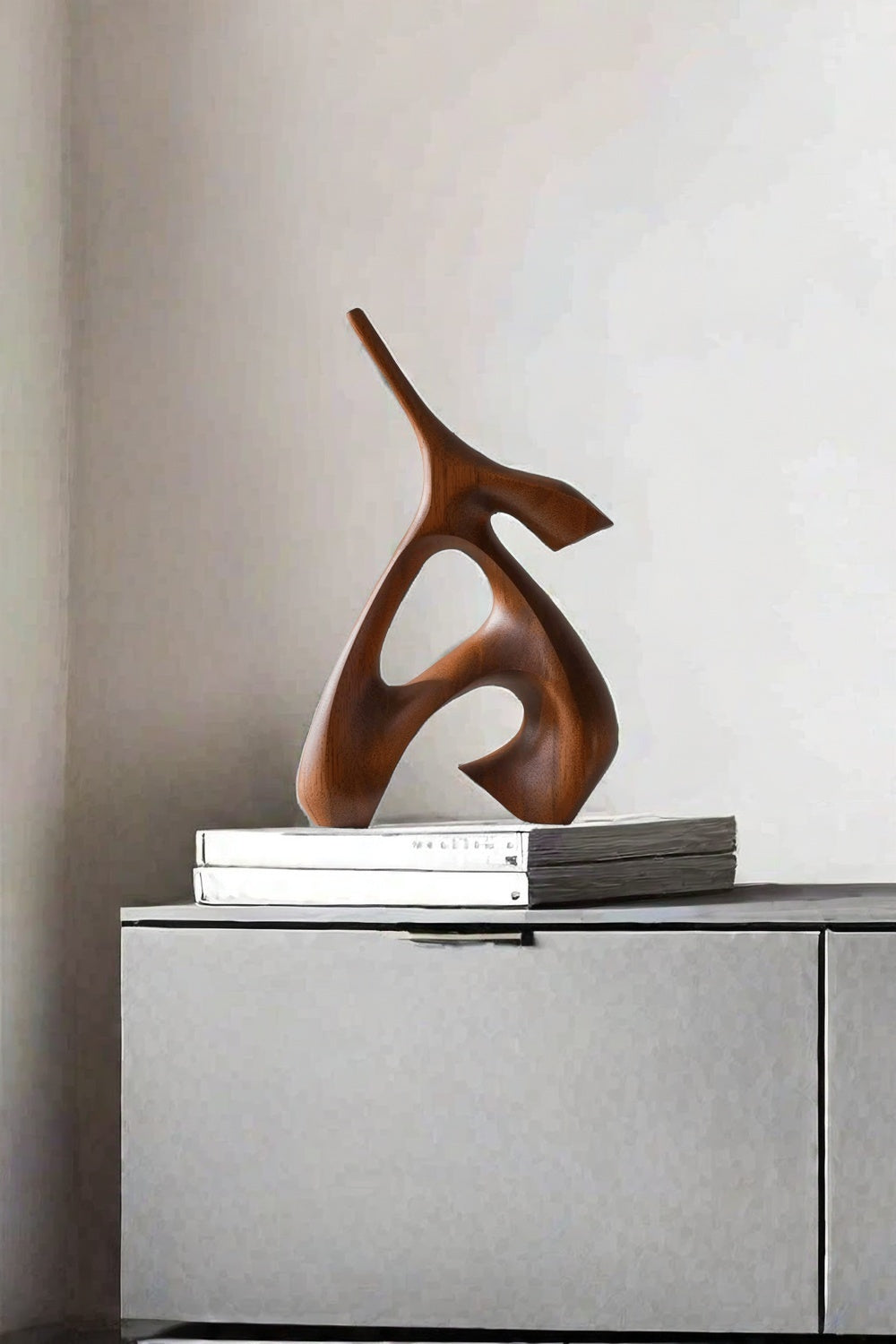 Abstract Wooden Sculpture Minimalist Decor Hand Carved Wood Statue