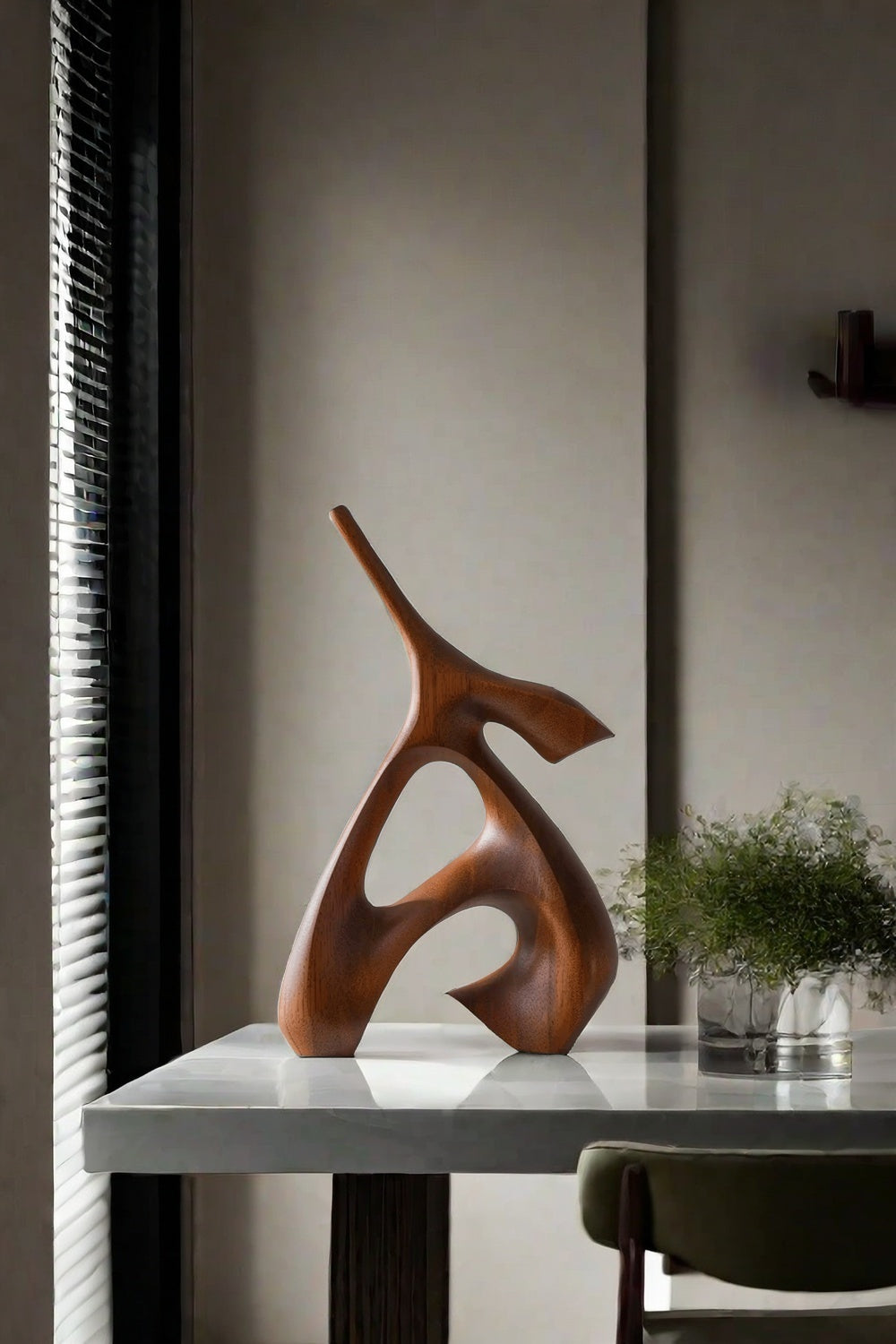 Abstract Wooden Sculpture Minimalist Decor Hand Carved Wood Statue