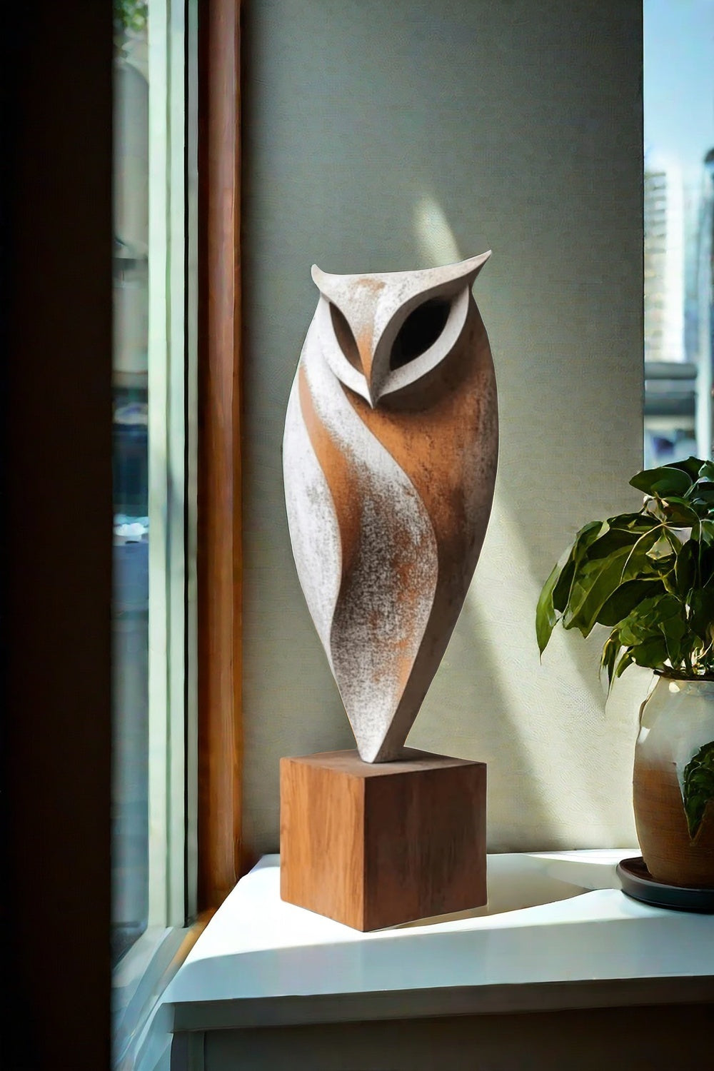 Owl Carvings Wood Wooden Owl Sculpture Statue Wooden Carved Animals