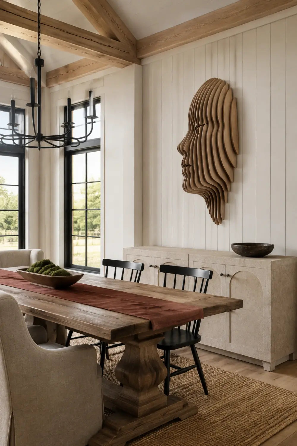 Parametric Sliced Wooden Face Wall Art | 3D Layered Profile Relief Decor