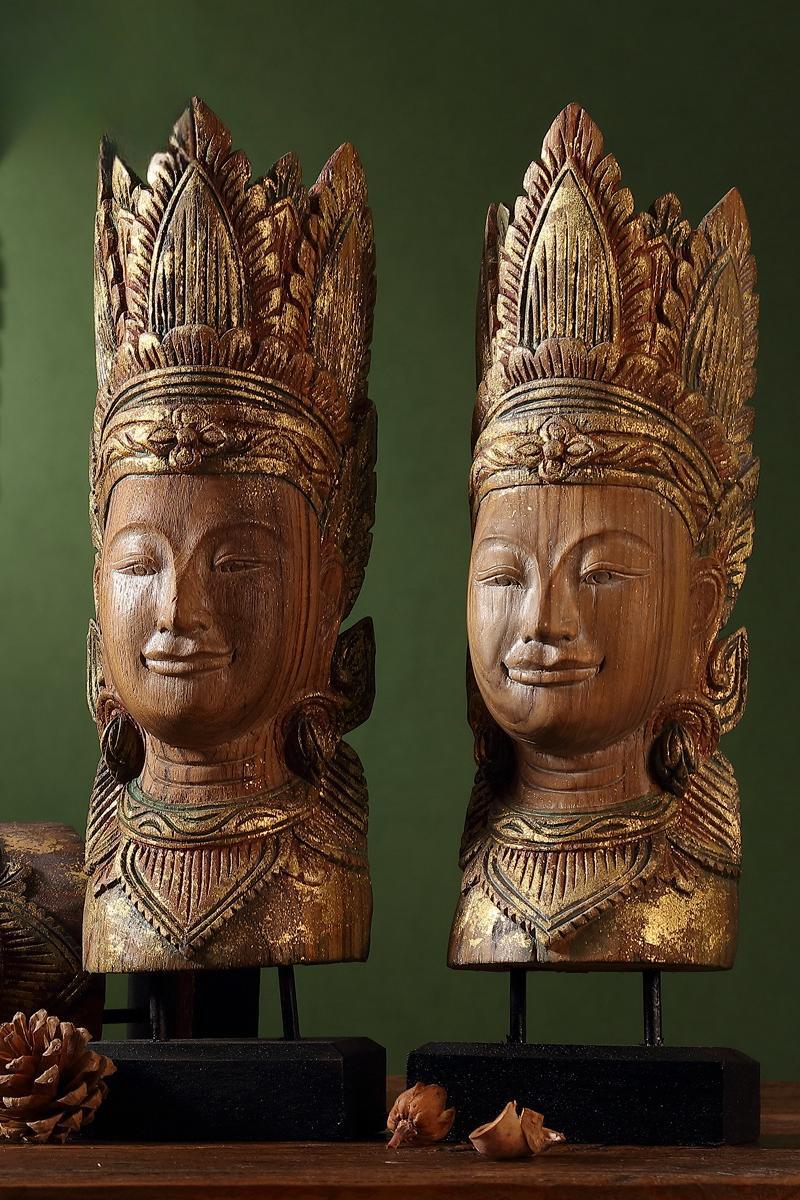 Buddha's Head Wood Carving Faith Wood Sculpture Wooden Art Woodwork Sculpture Woodcarve Wood Figurine