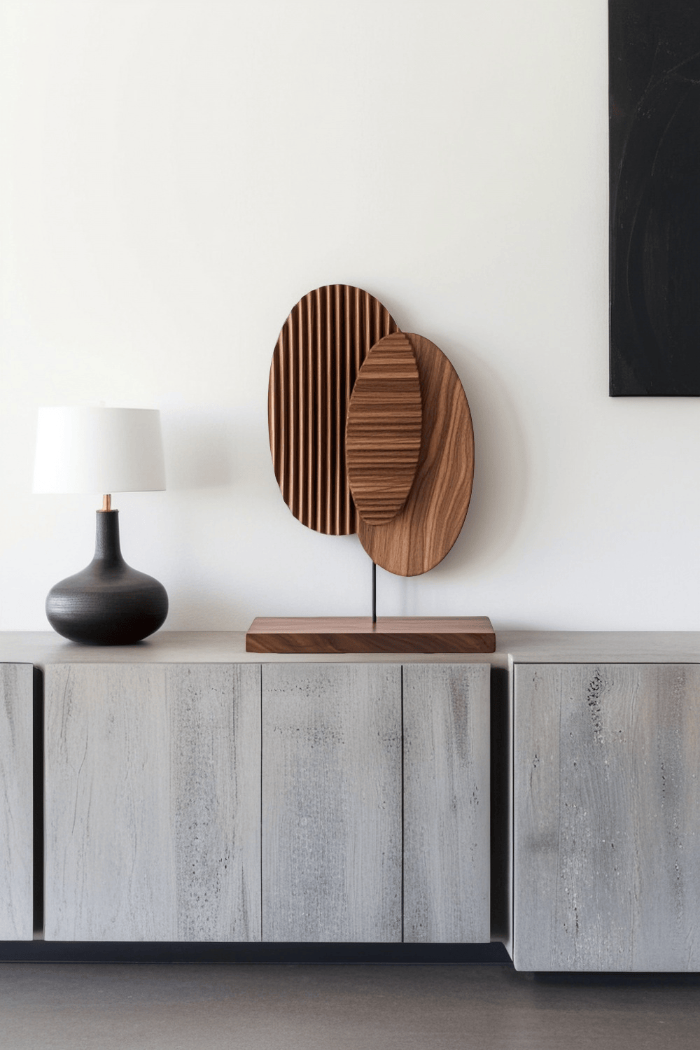 Modern Minimalist Abstract Wood Sculpture Hand Carved Wooden Sculpture