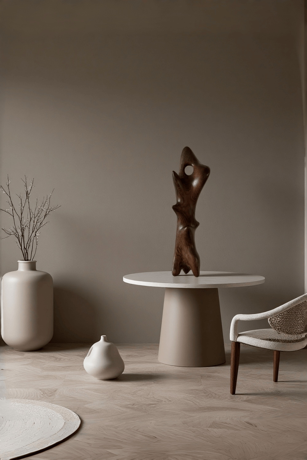 Hand Carved Abstract Wood Sculpture Modern Wooden Art Statue for Home