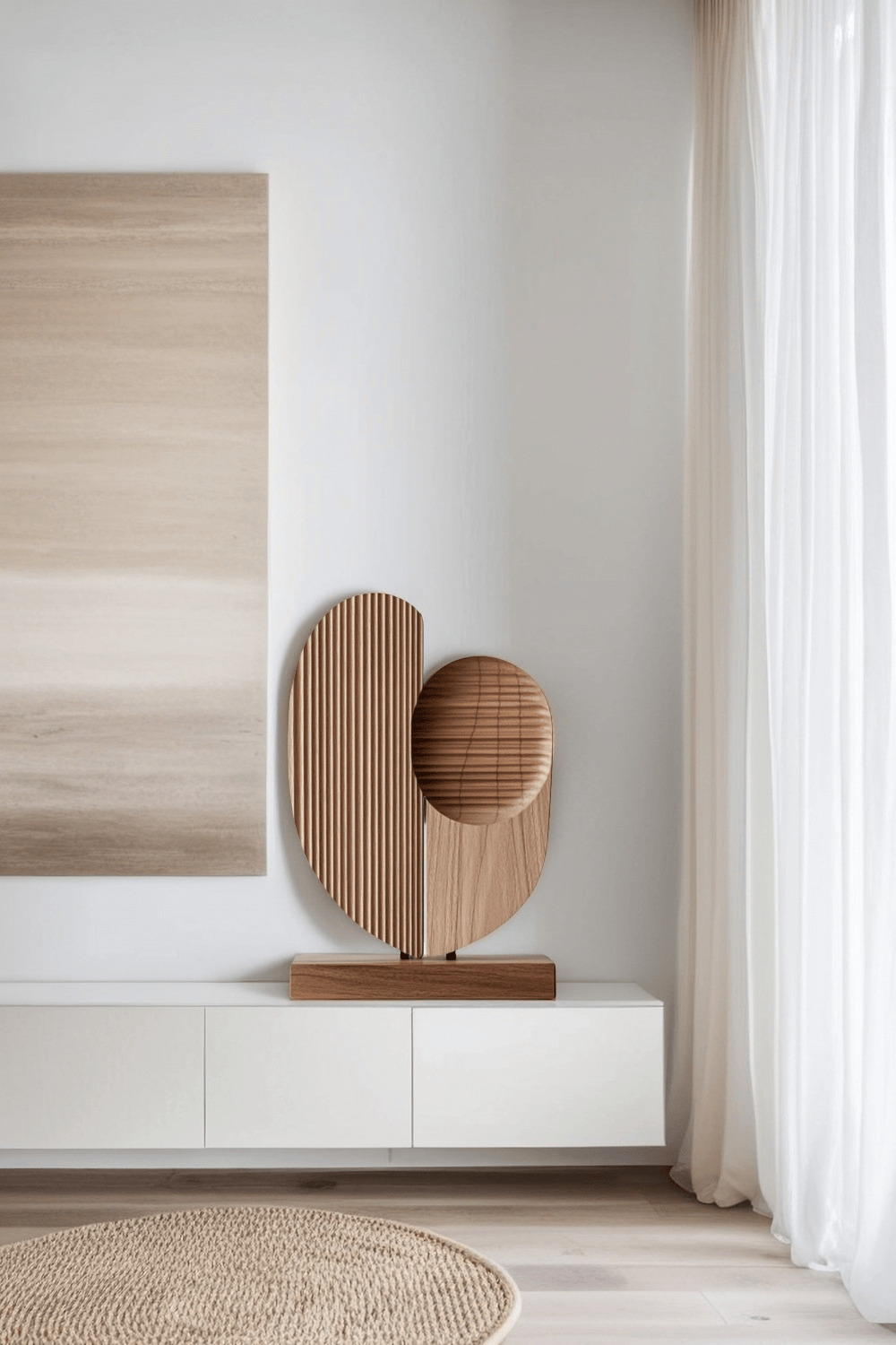 Modern Minimalist Abstract Wood Sculpture Hand Carved Wooden Sculpture