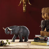 Elephant Wood Carving Hand Carving Wooden Art  Wood Sculpture Animal Crafts Wooden Elephant Statue