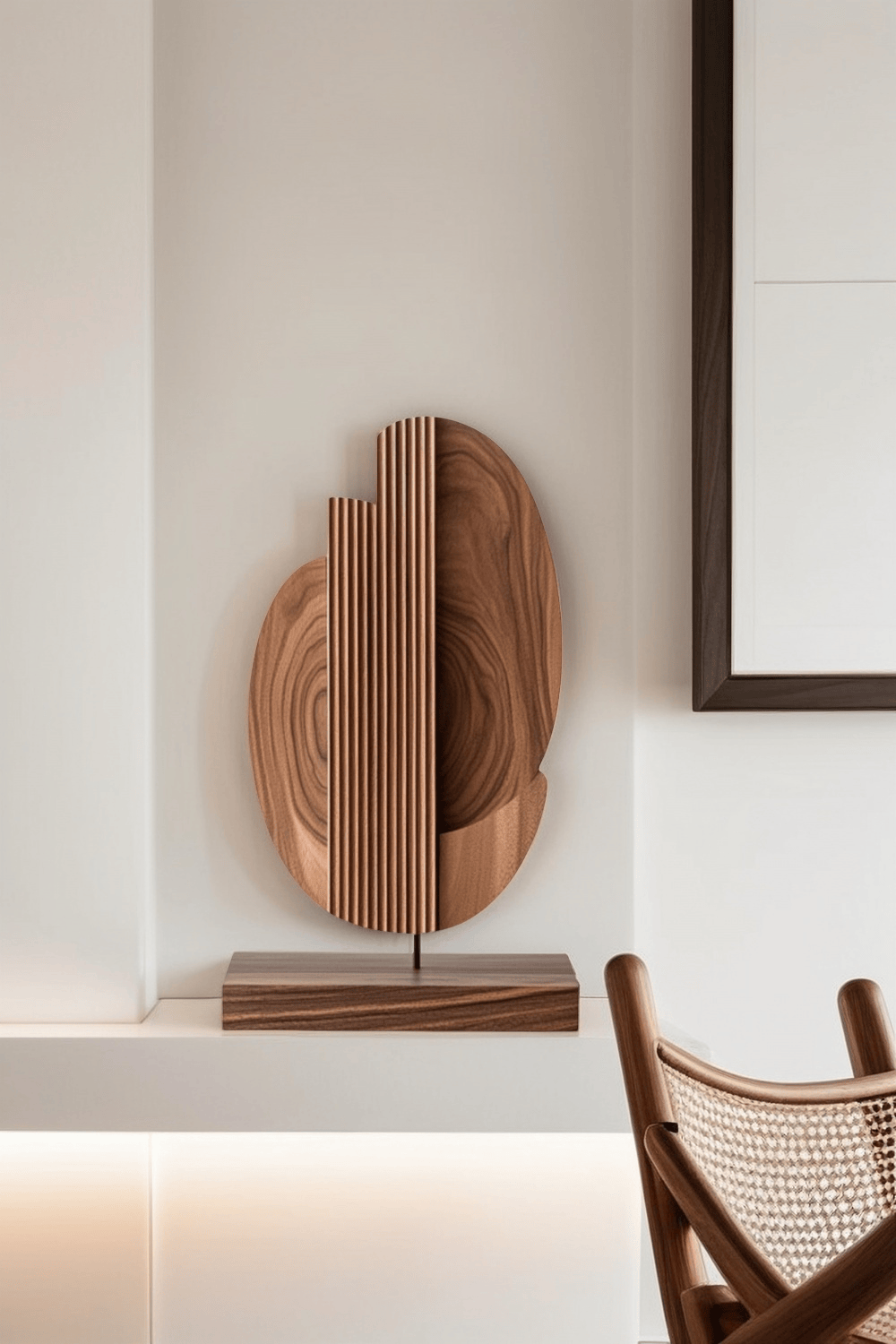 Modern Minimalist Abstract Wood Sculpture Hand Carved Wooden Sculpture