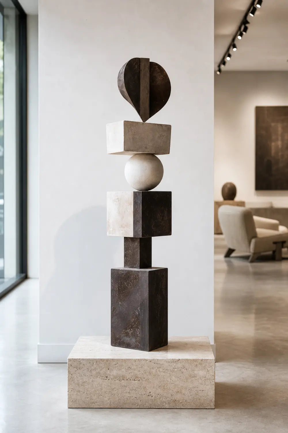 Large Hand-Carved Wooden Sculpture For Modern Living Room Decor Abstract Minimalist Floor Art