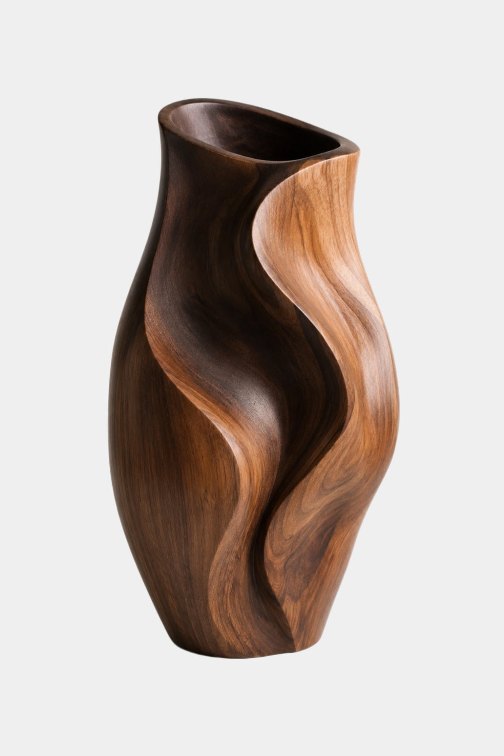 Hand Carved Abstract Wooden Vase Modern Minimalist Home Decor Gift