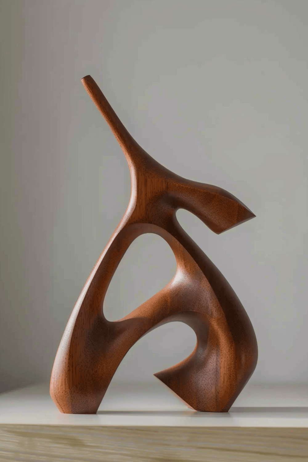 Abstract Wooden Sculpture Minimalist Decor Hand Carved Wood Statue