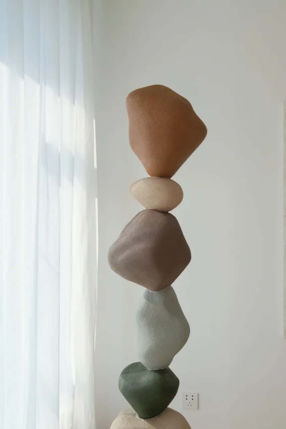 Large Polychrome Wood Sculpture Floor Sculpture Tall Wooden Sculpture Modern Home Decor