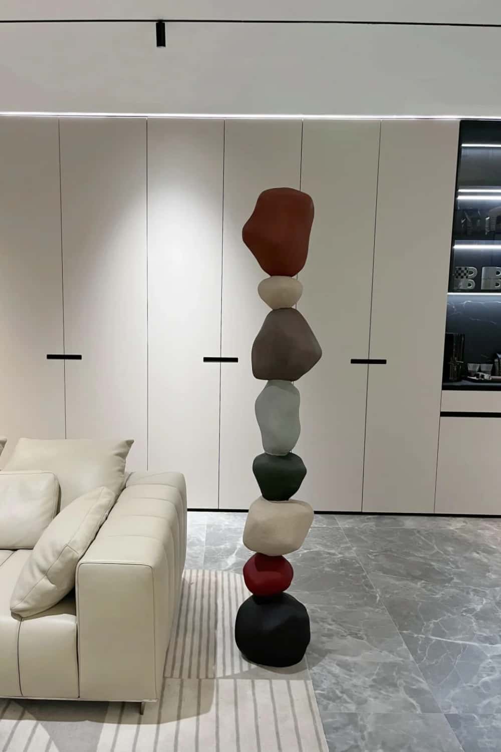 Large Polychrome Wood Sculpture Floor Sculpture Tall Wooden Sculpture Modern Home Decor