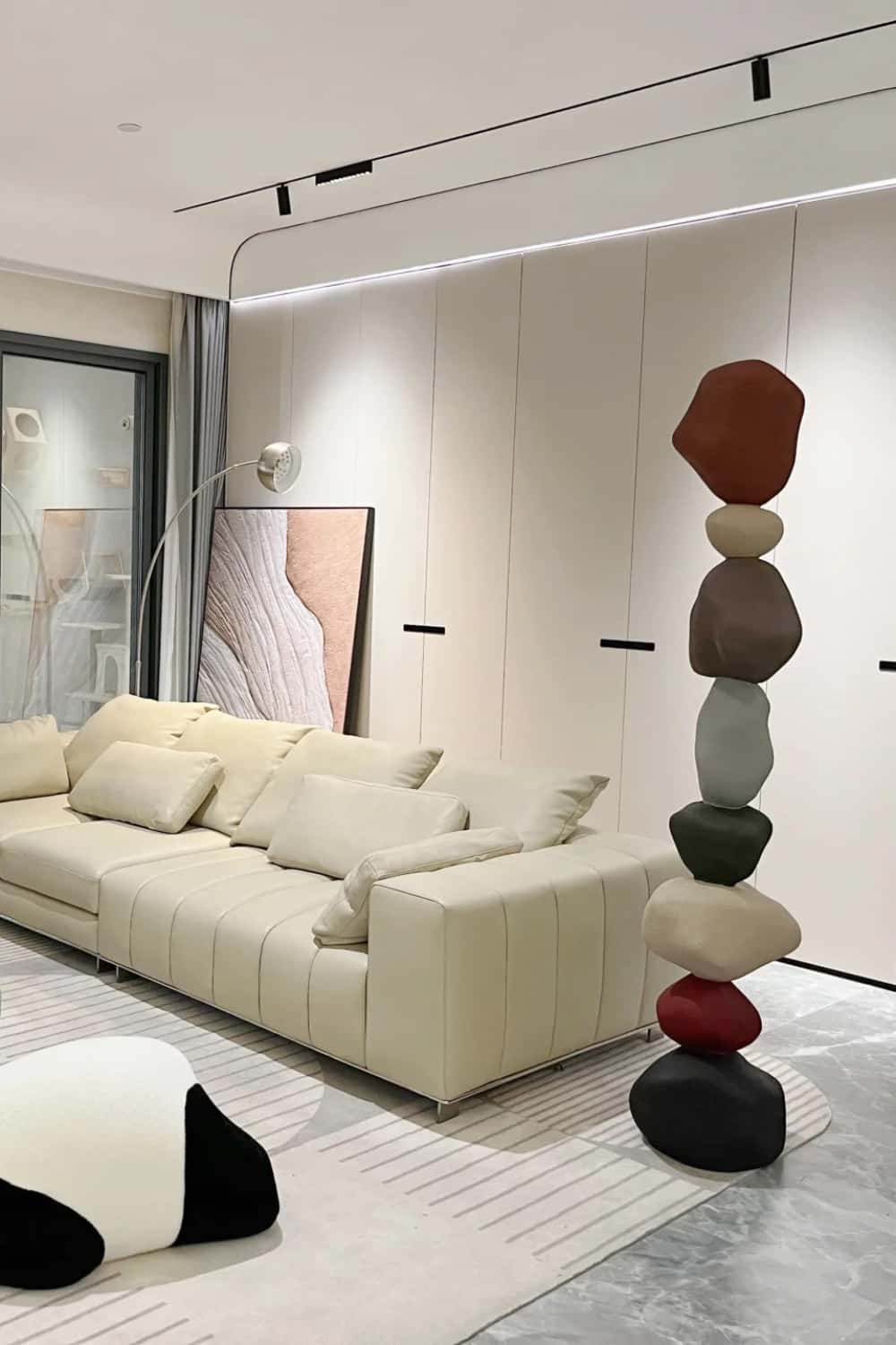 Large Polychrome Wood Sculpture Floor Sculpture Tall Wooden Sculpture Modern Home Decor