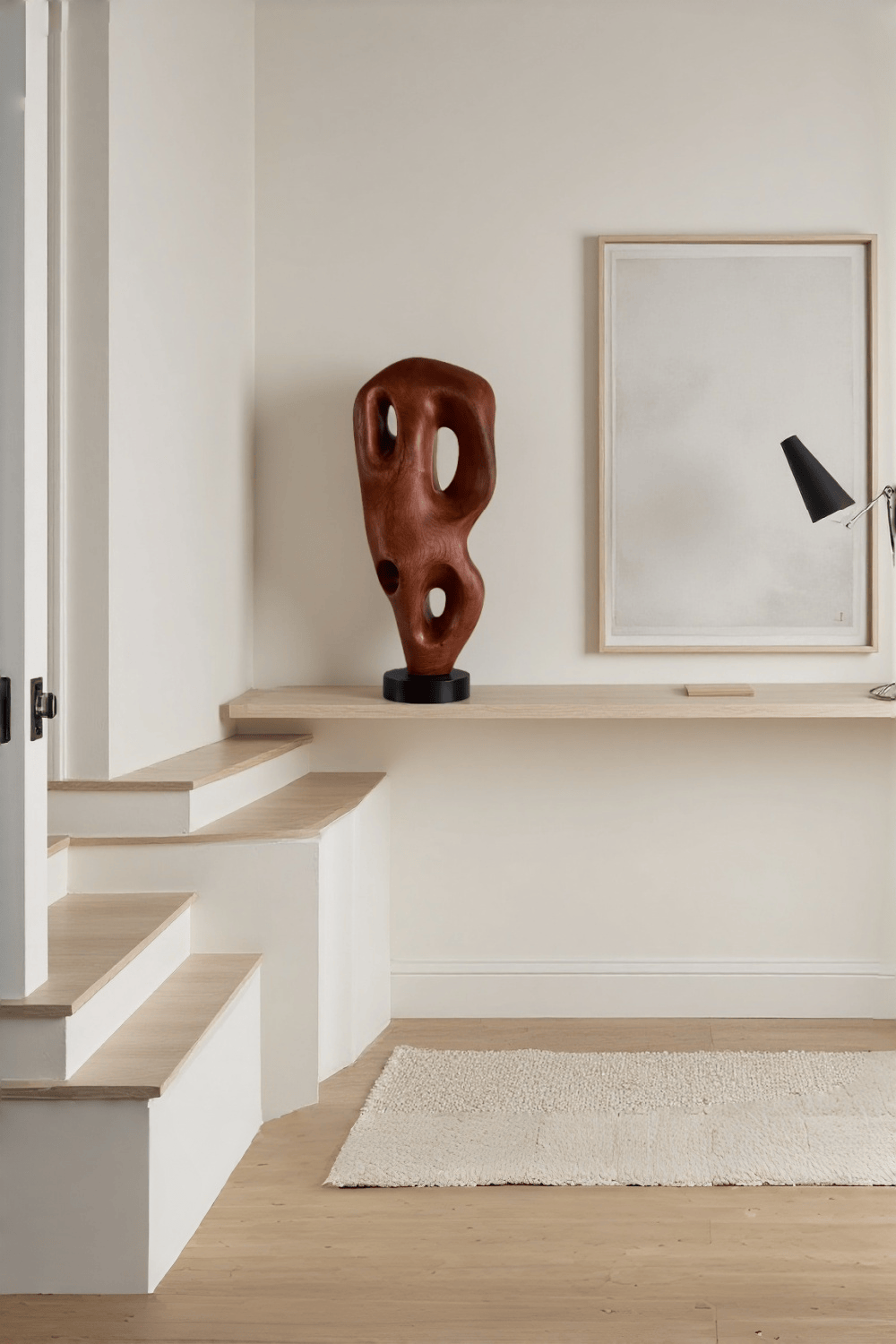 Hand Carved Abstract Wood Sculpture Modern Wooden Art Statue for Home