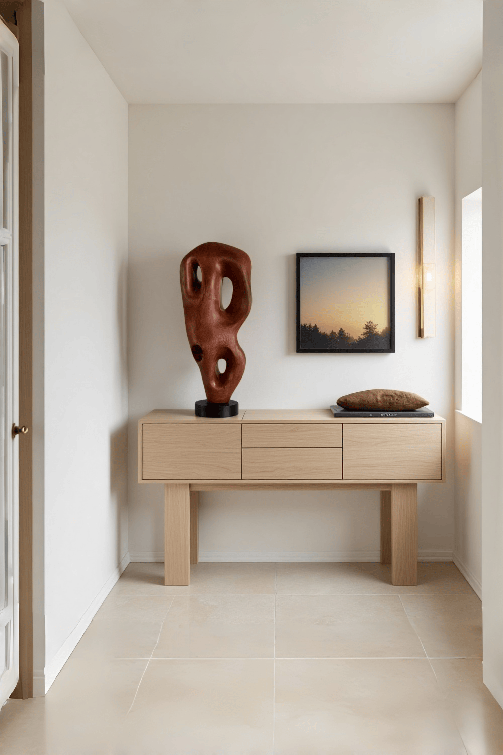 Hand Carved Abstract Wood Sculpture Modern Wooden Art Statue for Home