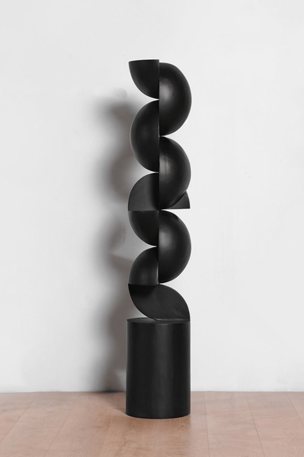 Black Abstract Large Wooden Sculpture Geometric Wood Sculpture Art Decor