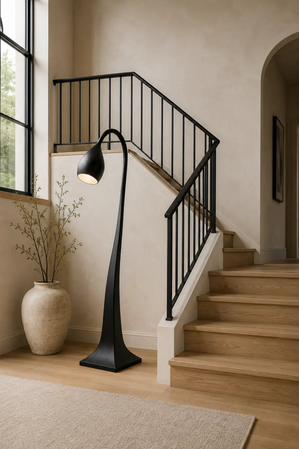 Large Modern Wooden Floor Lamp With Warm Light For Contemporary Homes