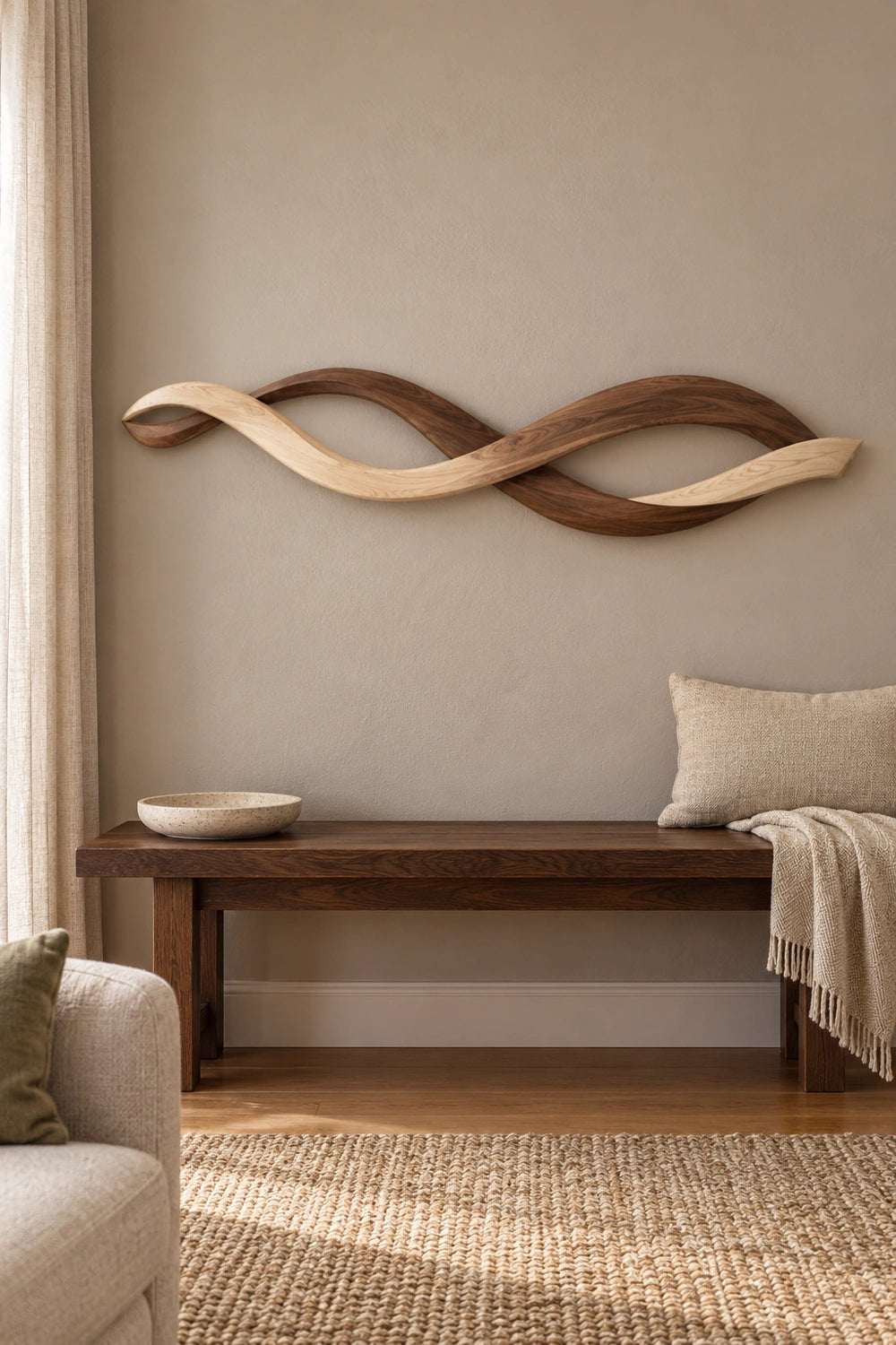 Modern Abstract Wooden Wall Art Sculpture For Contemporary Home Decor