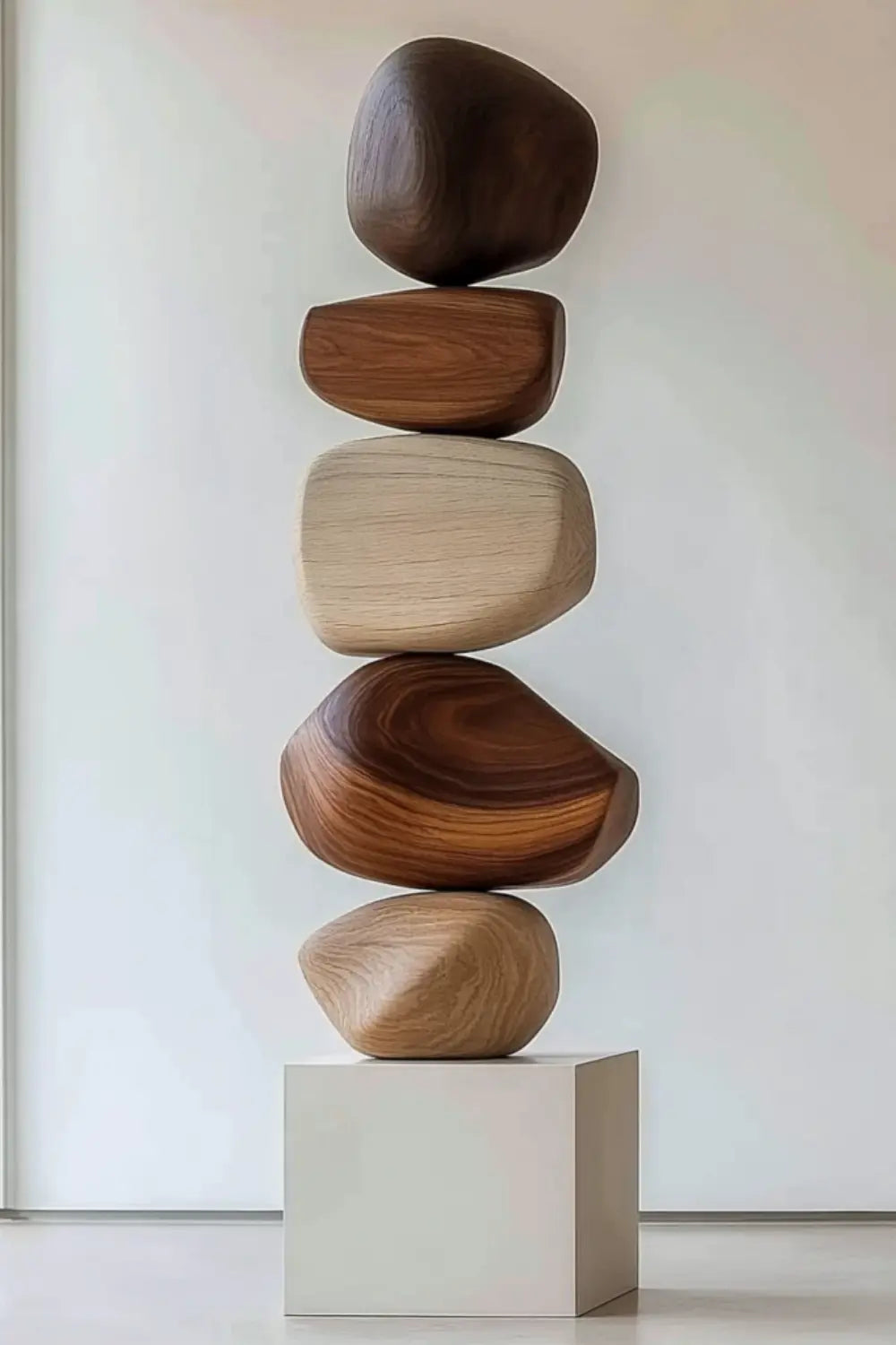 Large Abstract Wooden Floor Sculpture For Modern Minimalist Home Decor And Living Room Art