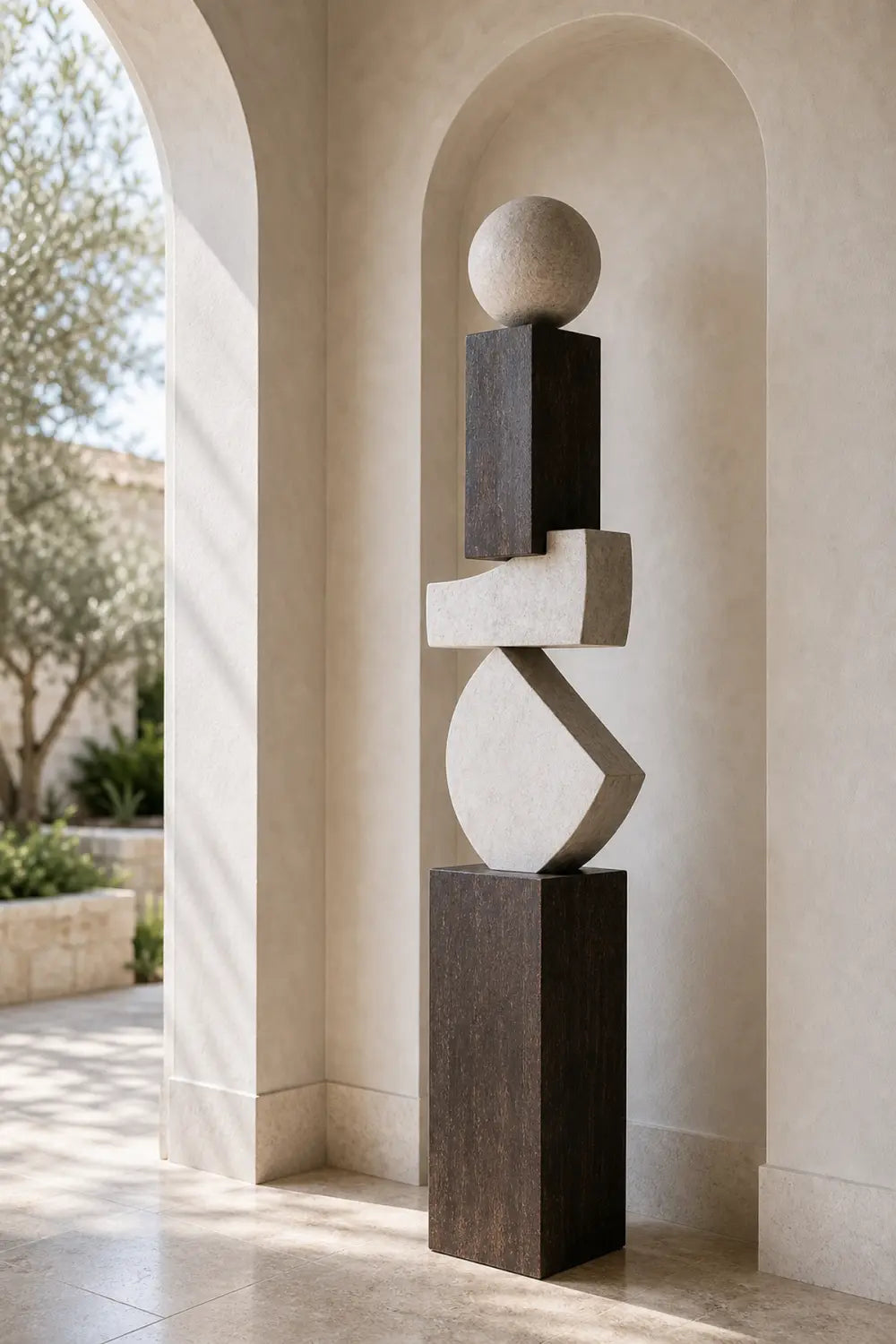 Large Abstract Wooden Sculpture For Modern Minimalist Home Decor And Gallery Display