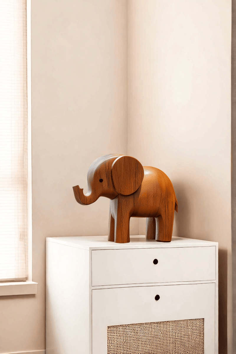 Wooden Elephant Sculpture Animal Wood Carving Hand Carving Wooden Art Animal Wood Sculpture Animal Crafts