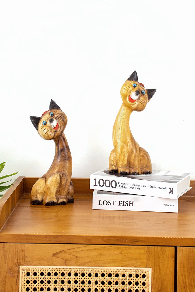 Cat Wood Carving Wooden Cat Statues Cat Wood Sculpture Wooden Cat Sculptures Animal Wood Sculpture 