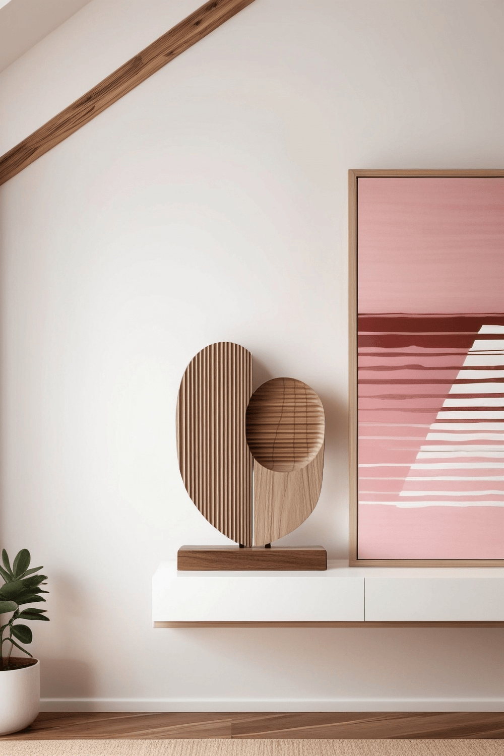 Modern Minimalist Abstract Wood Sculpture Hand Carved Wooden Sculpture