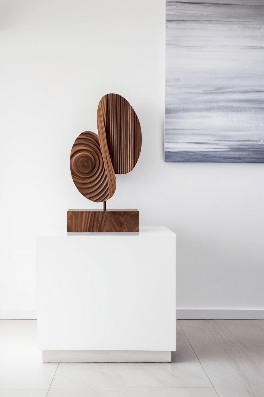 Modern Minimalist Abstract Wood Sculpture Hand Carved Wooden Sculpture