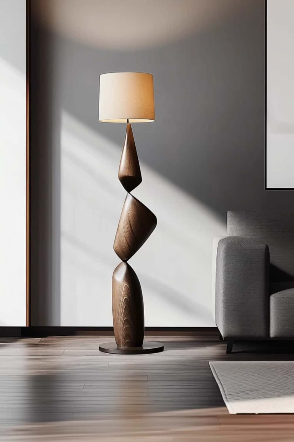 Handcrafted Large Wooden Art Floor Lamp Home Decor Wood Standing Lamp