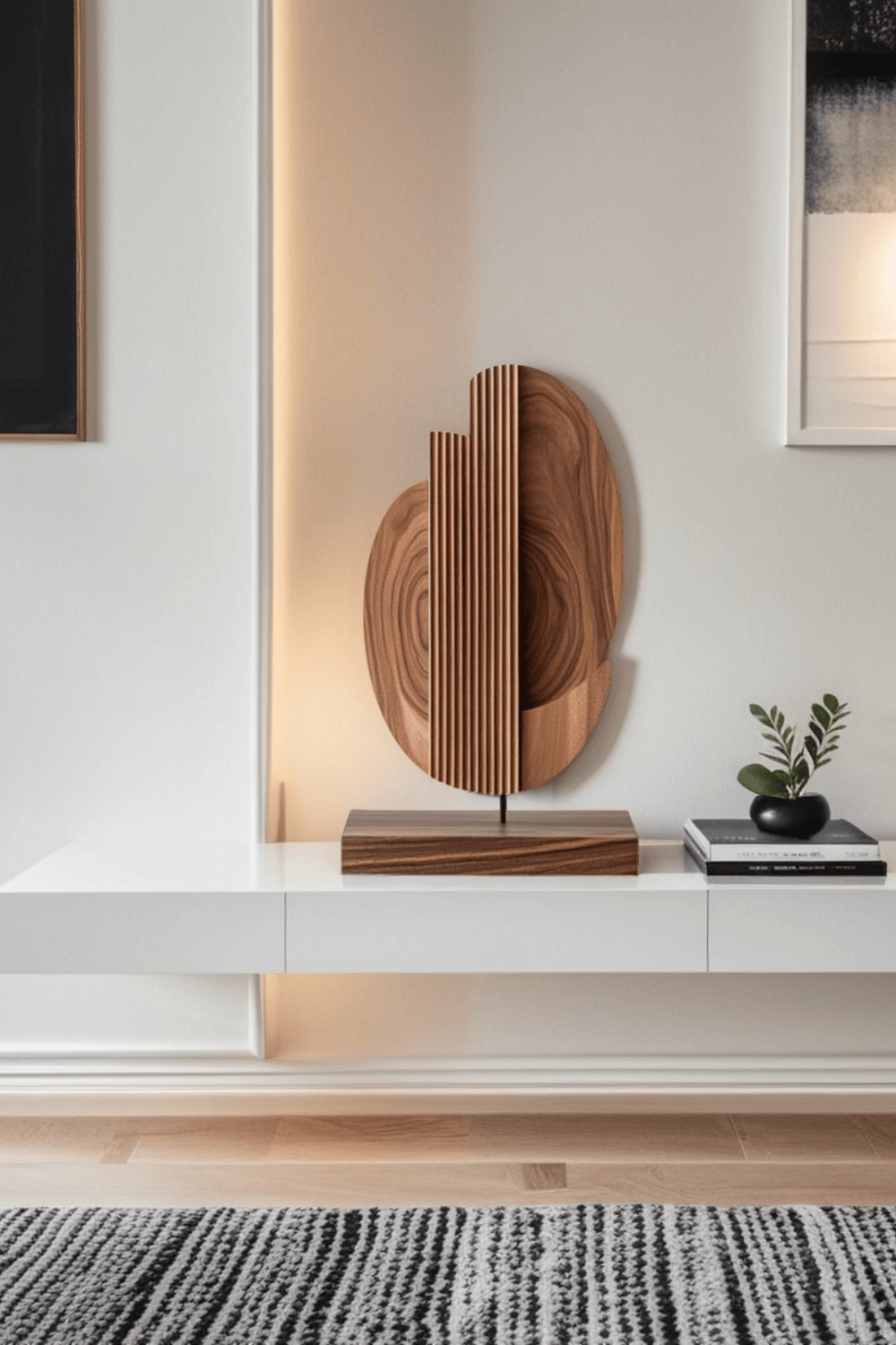 Modern Minimalist Abstract Wood Sculpture Hand Carved Wooden Sculpture