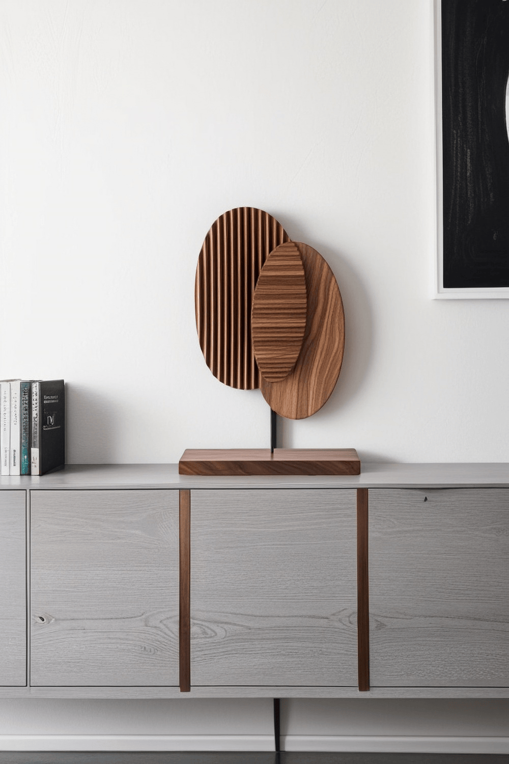 Modern Minimalist Abstract Wood Sculpture Hand Carved Wooden Sculpture