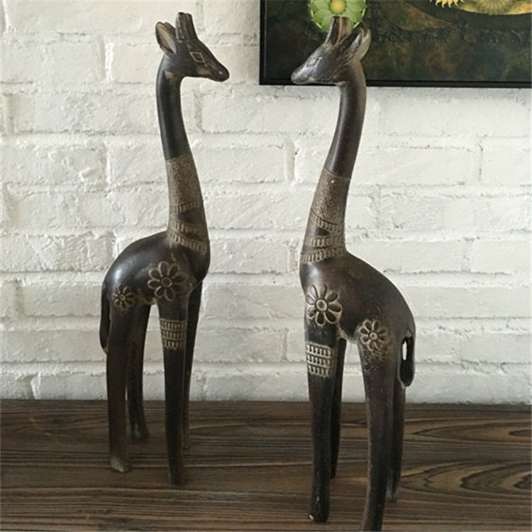 Giraffe Wood Carving Hand Carving Wooden Art  Wood Sculpture Animal Crafts Wooden Giraffe Statue