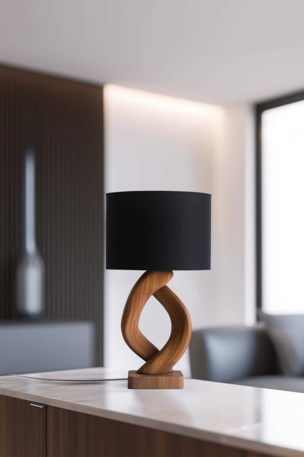Handcrafted Wood Desk Lamp Handmade Abstract Wooden Lamp Wood Art Table Lighting