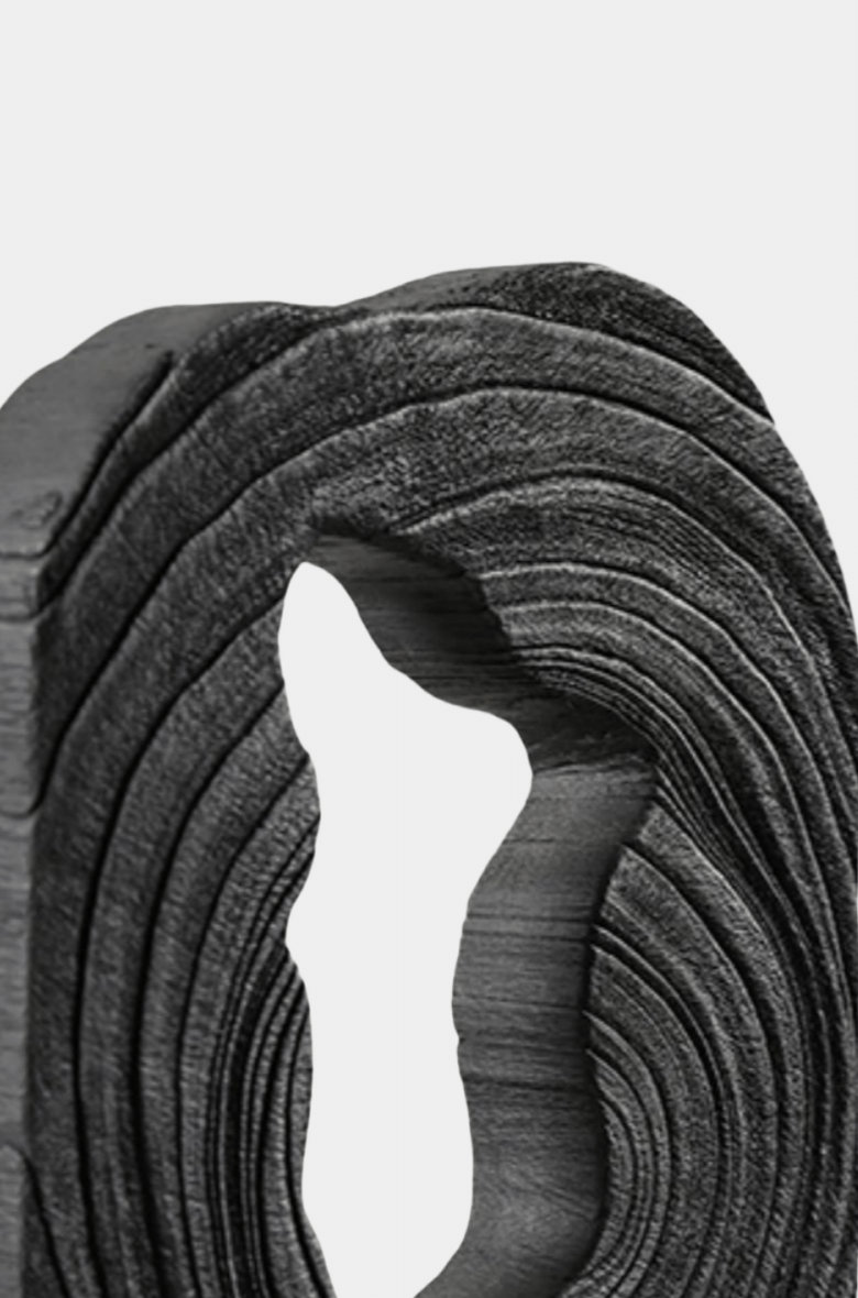 Black Abstract Wood Sculpture Wooden Hand Carved Sculpture For Sale