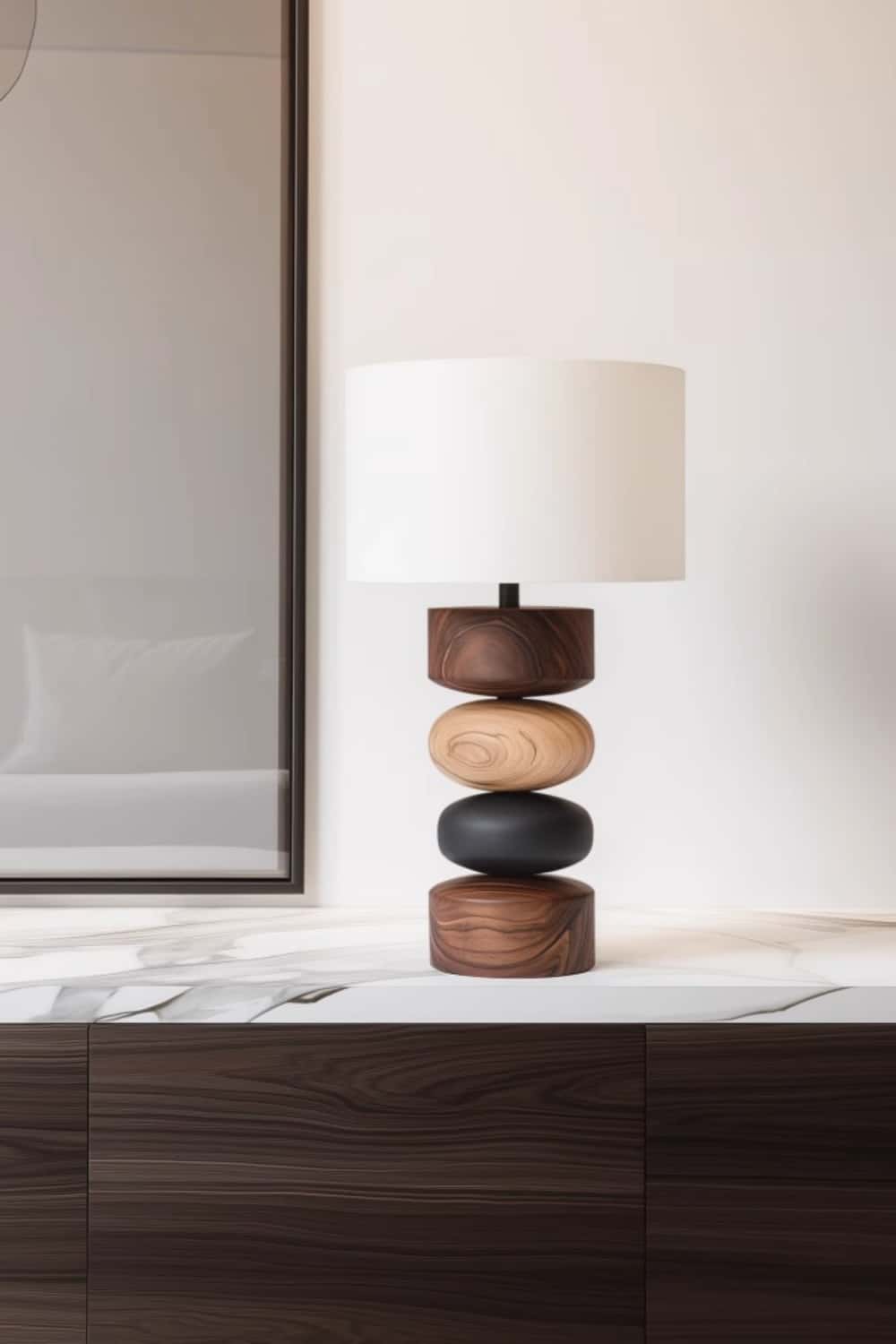 Handcrafted Wood Desk Lamp Handmade Abstract Wooden Lamp Wood Art Table Lighting