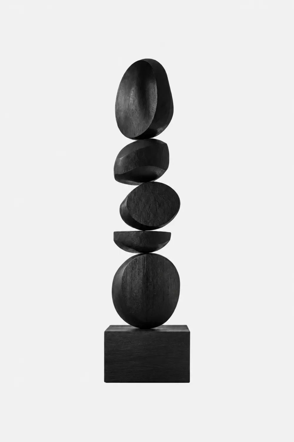 Large Black Wooden Abstract Sculpture For Modern Home Decor