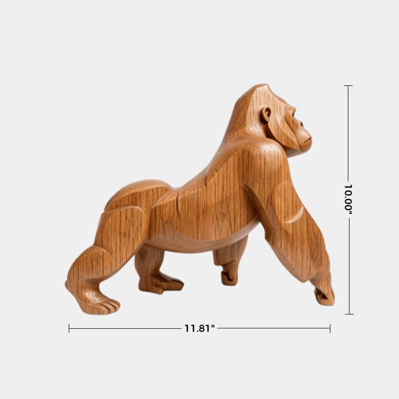 Hand-Carved Wooden Gorilla Sculpture Modern Animal Statue For Home Decor