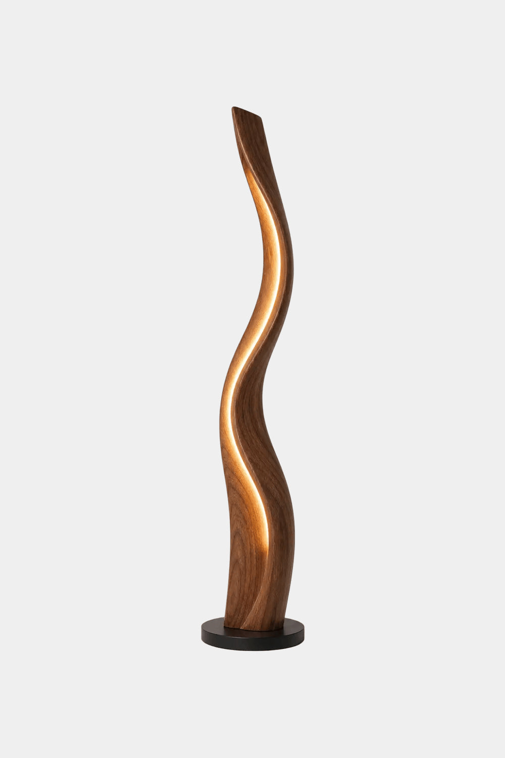 Organic Sculptural Wood Floor Lamp Twisted Design Warm White Light Home