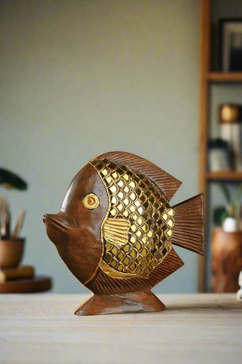 Fish Wood Carving Hand Carving Wooden Art  Wood Sculpture Animal Crafts Wooden Fish Statue