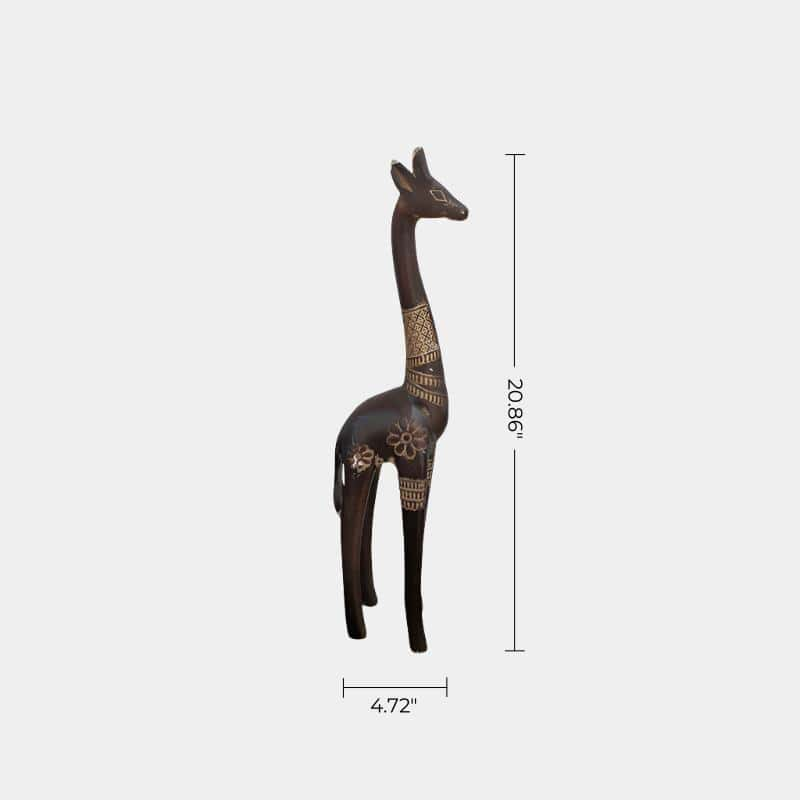 Giraffe Wood Carving Hand Carving Wooden Art  Wood Sculpture Animal Crafts Wooden Giraffe Statue