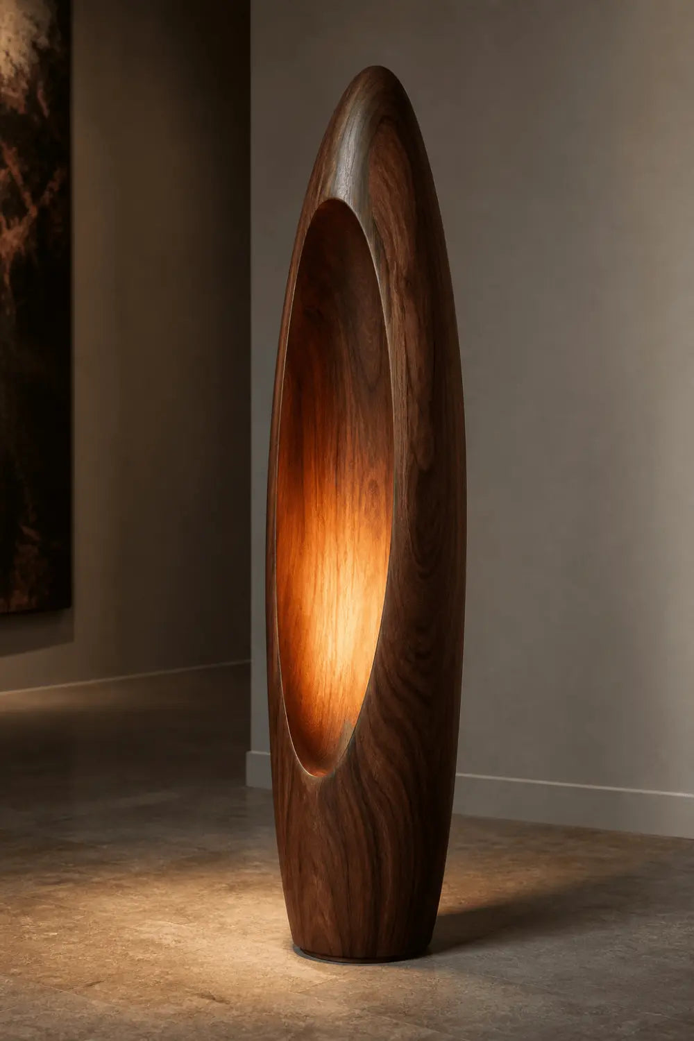 Sculptural Wooden Floor Lamp As Contemporary Art For Home Interior Design