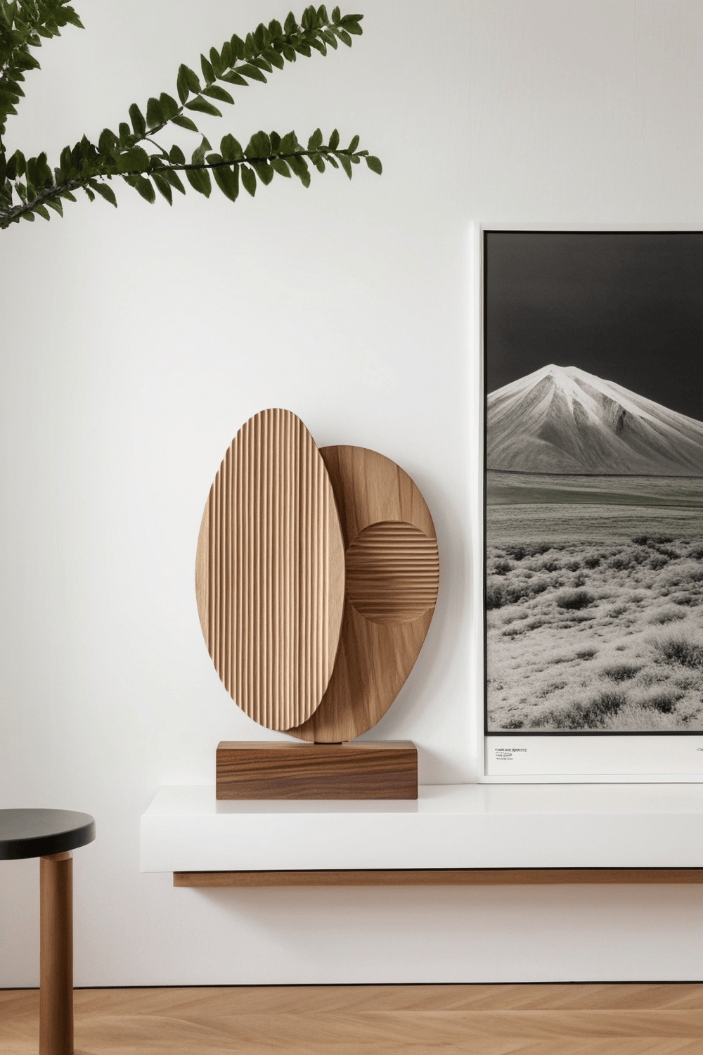 Modern Minimalist Abstract Wood Sculpture Hand Carved Wooden Sculpture