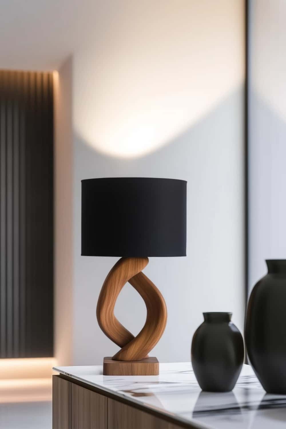 Handcrafted Wood Desk Lamp Handmade Abstract Wooden Lamp Wood Art Table Lighting