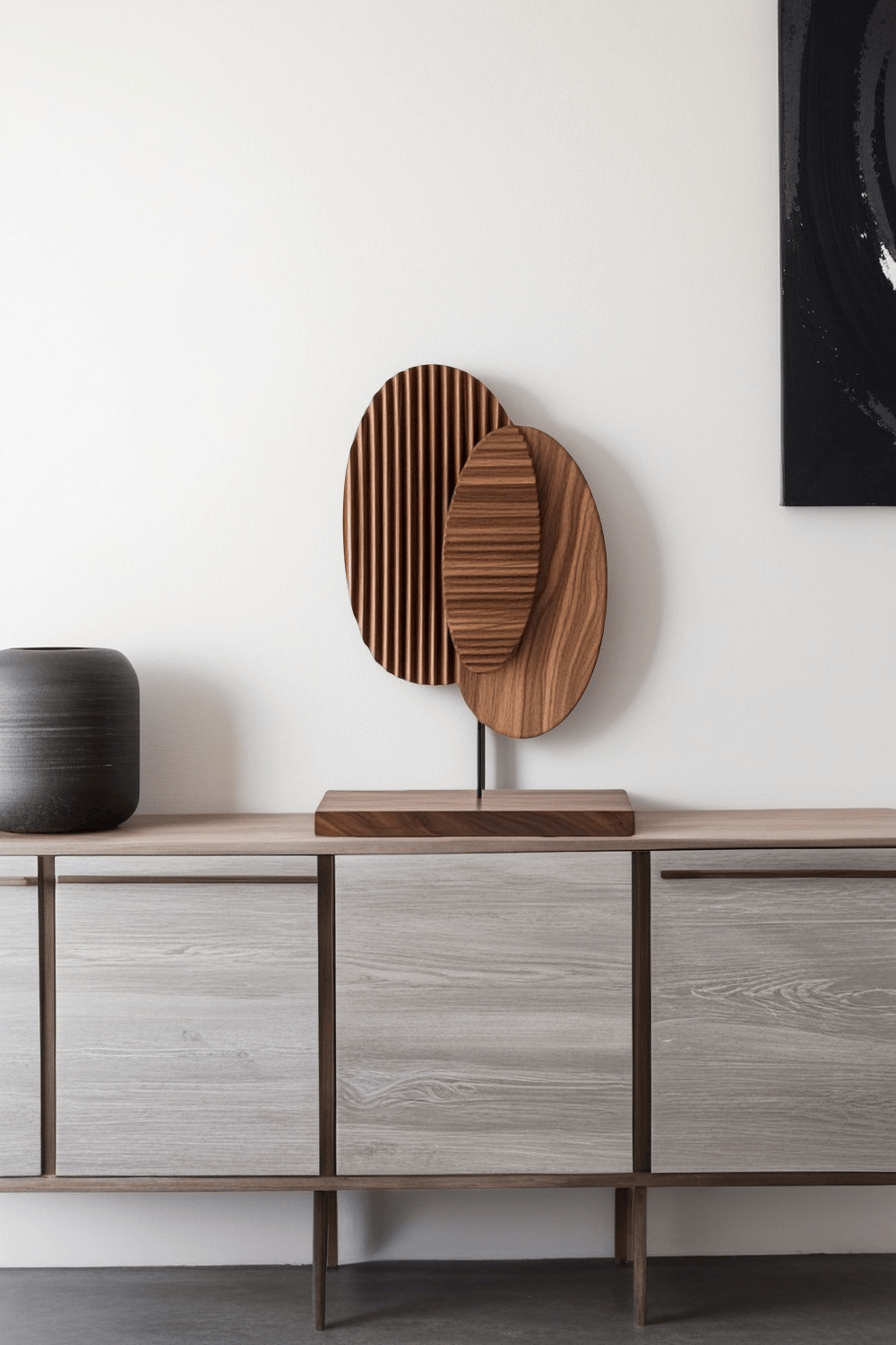 Modern Minimalist Abstract Wood Sculpture Hand Carved Wooden Sculpture